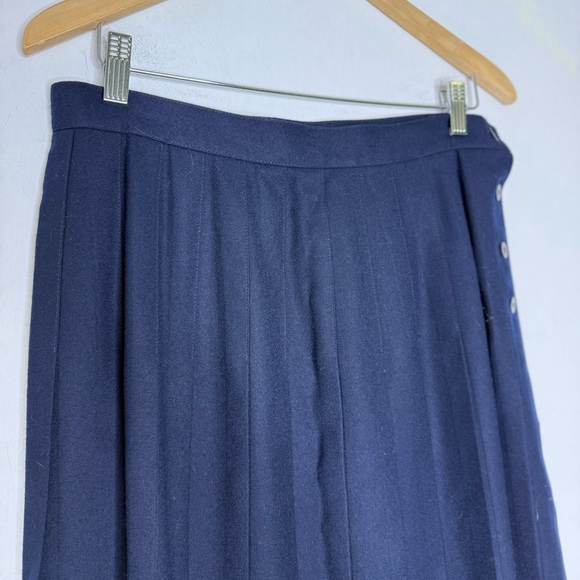 Talbots Vintage Pleated Wool Skirt Navy Blue Size 14 Petite NWT - Picture 7 of 8